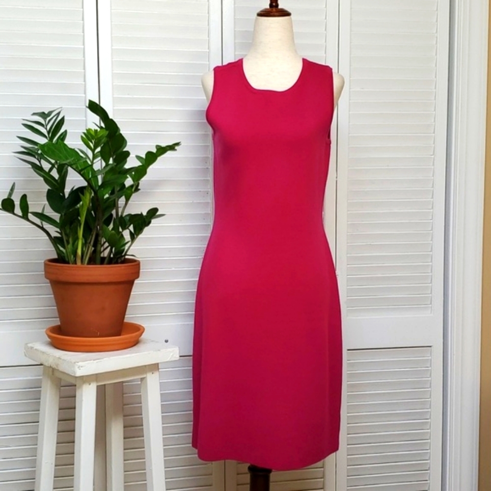 Talbots Fuschia Pink Pure Merino Wool Sheath Dress Size Petite S.